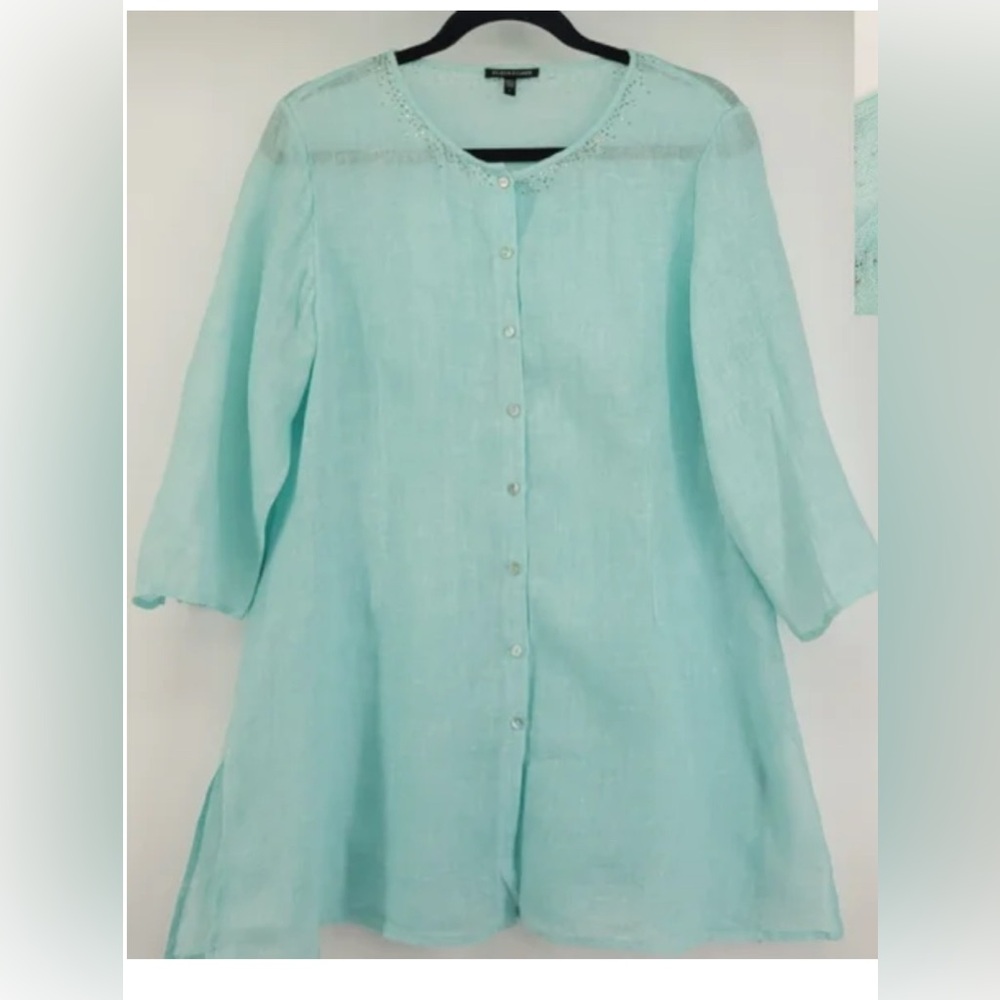 Eileen Fisher Light Blue Button-Up Blouse